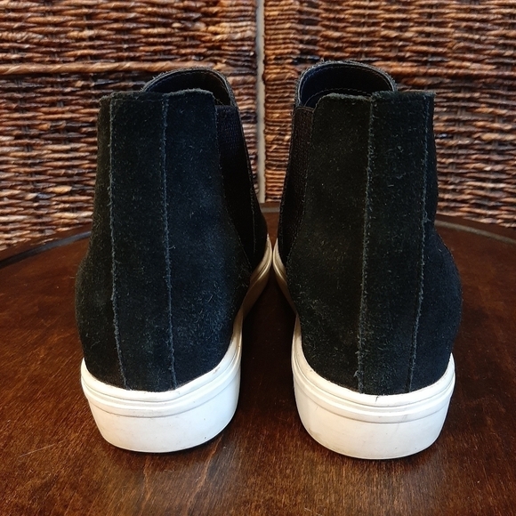 Steve Madden Sultan Suede Leather Booties Black 7.5 Wedge Chelsea Sneakers - Picture 4 of 8